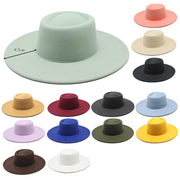 Classic British Style 9.5CM Big Wide Brim Fedora Hat For Women Fashion Autumn Winter Felt Church Hats Wedding Dress Jazz Cap