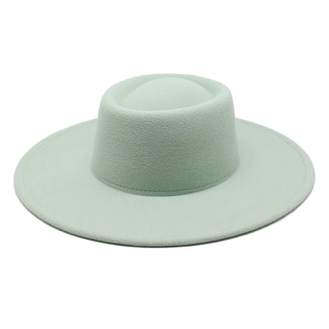 Classic British Style 9.5CM Big Wide Brim Fedora Hat For Women Fashion Autumn Winter Felt Church Hats Wedding Dress Jazz Cap