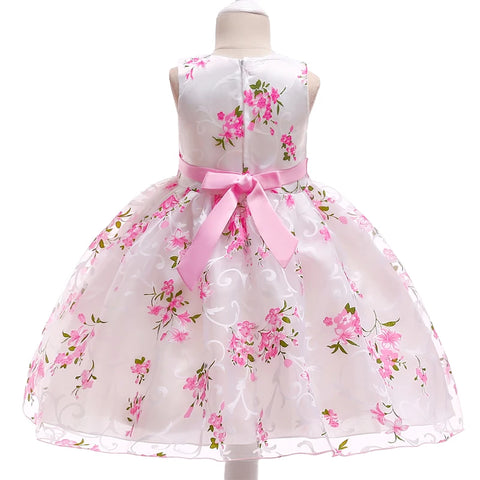Summer Pink Flower Dress For Girls Kids Clothes Party Wedding Bridesmaid Girl Dresses Birthday Children Clothing Costumes 3 10 Y