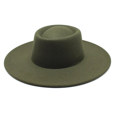 Classic British Style 9.5CM Big Wide Brim Fedora Hat For Women Fashion Autumn Winter Felt Church Hats Wedding Dress Jazz Cap