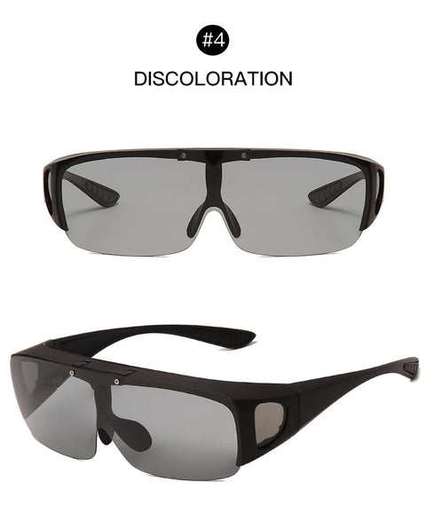 Flip Up Polarized Sunglasses Women Men Wear Over Myopia Prescription Glasses Photochromic Fishing Night Vision Driving Glasses