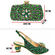Doershow beautiful Italian Shoes And Bag Sets For Evening Party With Stones Italian Leather Handbags Match Bags!!HWE1-1