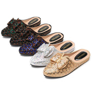 Flat INS Style Luxury Designer Elegant Party Slippers Anti-Slip Comfortable and Casual Wedding Half Shoes