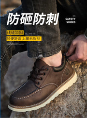 Men's safety leather boots Steel toe shoes Puncture-Proof  Work Boots Safety Shoes Men wear resistant Indestructible shoes 2025
