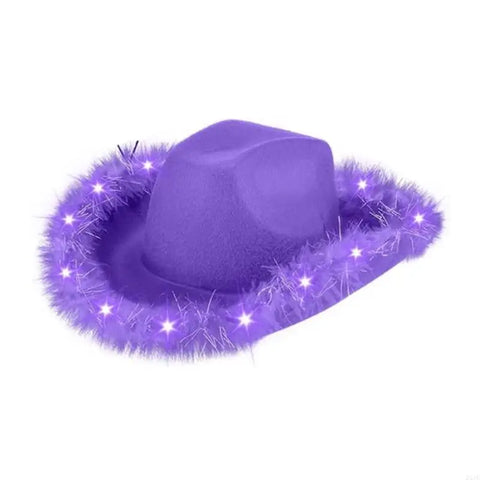 DXAE LED Cowboy Hat for Women Men Flashing Club Hat Western Cowgirl Hat Adult Unisex Costume Hat Halloween Party Headpiece