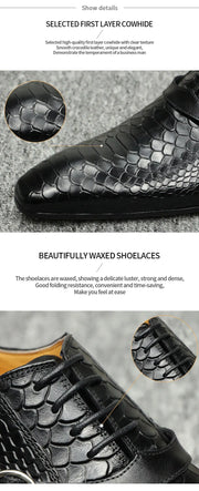 Men Dress Shoes Formal Oxfords Serpentine&Metal Buckle Decorate Wedding Wear Elegant Casual Leather  Zapatos De Hombre Best Gift