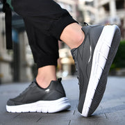 YRZL Black Running Shoes Leather Waterproof Athletic Sneakers Men Wear-resistant Men Walking Sport Shoes Comfortable Men Shoes