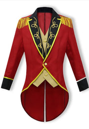 Medieval Men Knight Attire Vintage Stand-up Collar Dress Up Circus Clothes Red Coat Suit for Adults Halloween Carnival Party