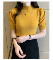 Short Sleeved Shirt Women's Summer Vest 2025 Spring Tank Knitwear Half Turtleneck Bottoming Sweater Thin Knit Shirt 18848