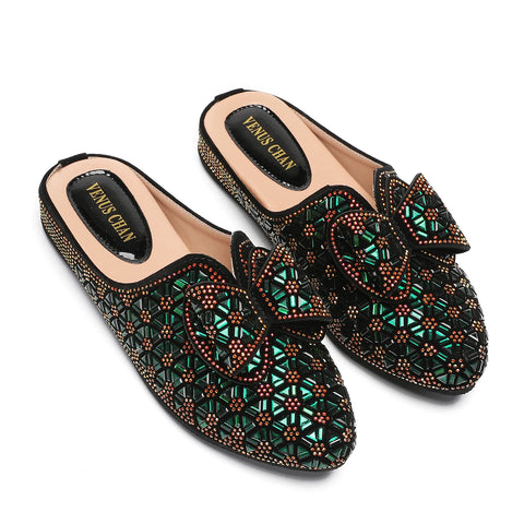 Flat INS Style Luxury Designer Elegant Party Slippers Anti-Slip Comfortable and Casual Wedding Half Shoes