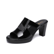 Mesh Summer Heeled Slippers Ladies Shoes for Women Sandals 2023 Peep Toe Outside Women's Rubber Slipper Female Platform Sandals