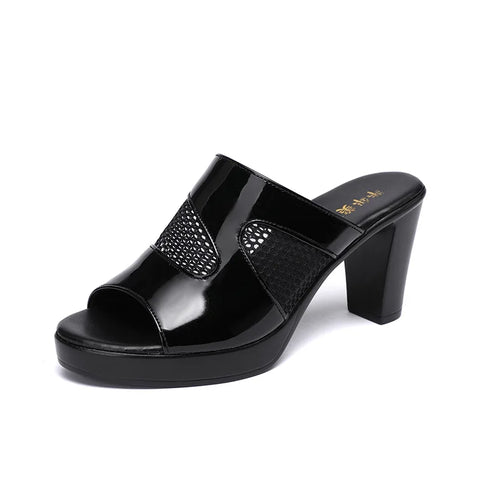 Mesh Summer Heeled Slippers Ladies Shoes for Women Sandals 2023 Peep Toe Outside Women's Rubber Slipper Female Platform Sandals