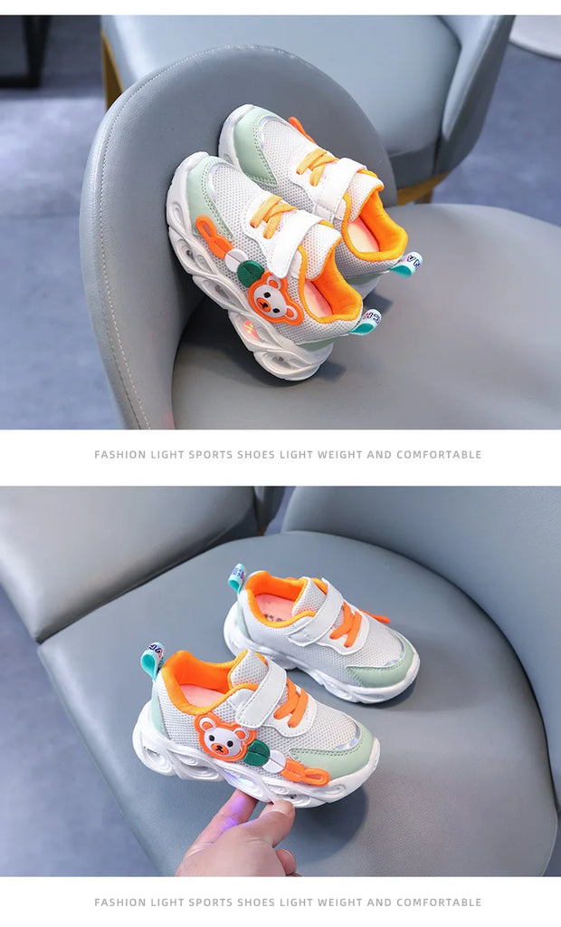 2023 Autumn Luminous Sneakers for Girls Boys Led Light Up Casual Shoes Kids Breathable Mesh Sports Shoes Tenis Infantil Menino