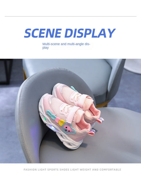 2023 Autumn Luminous Sneakers for Girls Boys Led Light Up Casual Shoes Kids Breathable Mesh Sports Shoes Tenis Infantil Menino