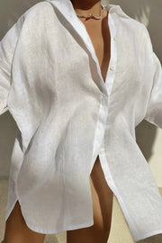 Para Praia White New Summer Bat Shirt Long Cotton Swimwear Cover Ups 2024 Sexy Beach Polka Maxi Dress Women Bikini Beachwear