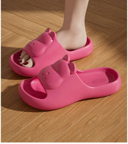 Summer Women's Cute Bear Slippers Cartoon Bathroom Flip Flops Anti Slip Light EVA Soft Sole Shoes Outdoor Sandals Beach Slides
