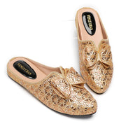 Flat INS Style Luxury Designer Elegant Party Slippers Anti-Slip Comfortable and Casual Wedding Half Shoes