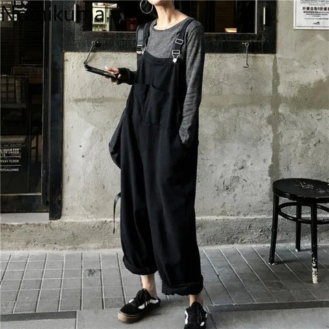Denim Jump Suits for Women High Waist Harajuku Wide Leg Pants Playsuit Streetwear Chic Casual Summer Bodysuit 2025 New Bottoms