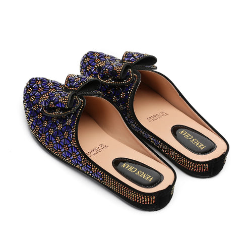 Flat INS Style Luxury Designer Elegant Party Slippers Anti-Slip Comfortable and Casual Wedding Half Shoes