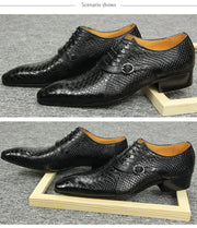 Men Dress Shoes Formal Oxfords Serpentine&Metal Buckle Decorate Wedding Wear Elegant Casual Leather  Zapatos De Hombre Best Gift