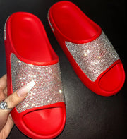 2025 women's/men new women's shoes with diamond face, thin flash thick bottom slippers sandals outdoor beach slippers 36-45