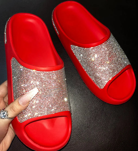 2025 women's/men new women's shoes with diamond face, thin flash thick bottom slippers sandals outdoor beach slippers 36-45