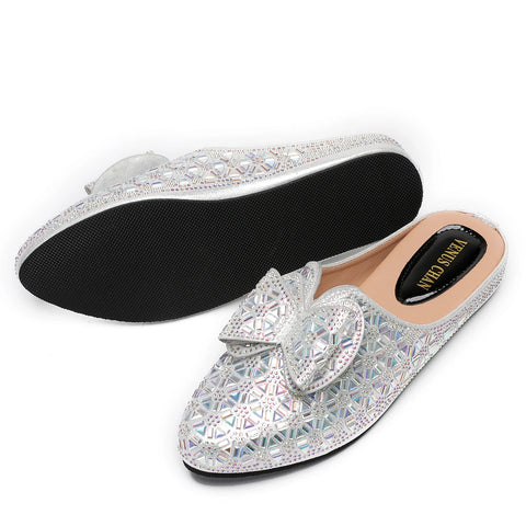 Flat INS Style Luxury Designer Elegant Party Slippers Anti-Slip Comfortable and Casual Wedding Half Shoes