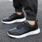 YRZL Black Running Shoes Leather Waterproof Athletic Sneakers Men Wear-resistant Men Walking Sport Shoes Comfortable Men Shoes