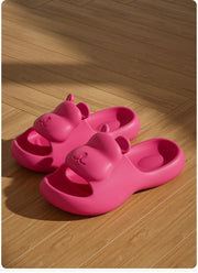 Summer Women's Cute Bear Slippers Cartoon Bathroom Flip Flops Anti Slip Light EVA Soft Sole Shoes Outdoor Sandals Beach Slides