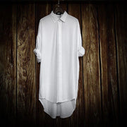 XS-5XL Mens Mid-Length Couple Casual Shirt Streetwear Fashion Korean Version Youth Campus Long-Sleeve Cape Cloak Shirt Mens wear