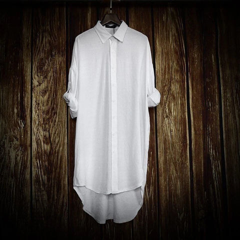 XS-5XL Mens Mid-Length Couple Casual Shirt Streetwear Fashion Korean Version Youth Campus Long-Sleeve Cape Cloak Shirt Mens wear