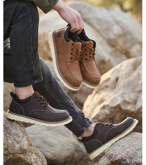 Men's safety leather boots Steel toe shoes Puncture-Proof  Work Boots Safety Shoes Men wear resistant Indestructible shoes 2025