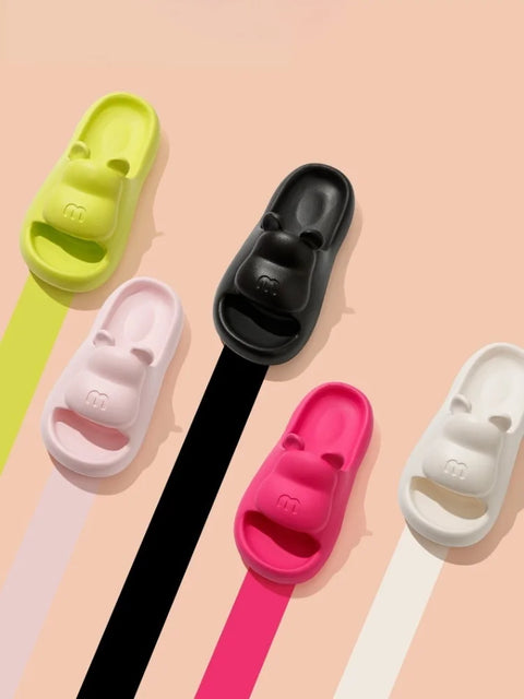 Summer Women's Cute Bear Slippers Cartoon Bathroom Flip Flops Anti Slip Light EVA Soft Sole Shoes Outdoor Sandals Beach Slides