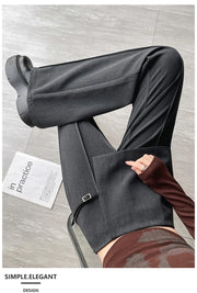 Gray Irregular High Waist Fake Two Pcs Flare Suit Pants Loose New Trousers Women Fashion Tide Spring Autumn 2025
