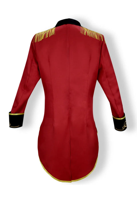 Medieval Men Knight Attire Vintage Stand-up Collar Dress Up Circus Clothes Red Coat Suit for Adults Halloween Carnival Party