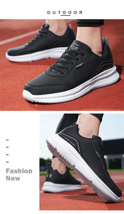 Men Running Shoes Leather Waterproof Anti Slip Sneakers Men Wear-resistant Men Walking Sport Shoes Comfortable Men's Shoes