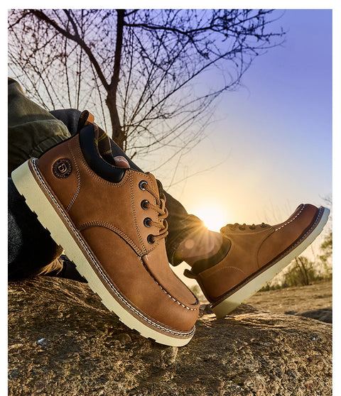 Men's safety leather boots Steel toe shoes Puncture-Proof  Work Boots Safety Shoes Men wear resistant Indestructible shoes 2025