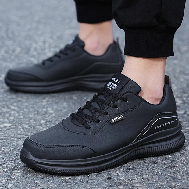 Men Running Shoes Leather Waterproof Anti Slip Sneakers Men Wear-resistant Men Walking Sport Shoes Comfortable Men's Shoes