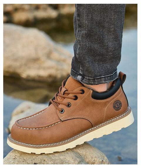 Men's safety leather boots Steel toe shoes Puncture-Proof  Work Boots Safety Shoes Men wear resistant Indestructible shoes 2025