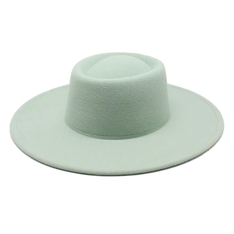 Classic British Style 9.5CM Big Wide Brim Fedora Hat For Women Fashion Autumn Winter Felt Church Hats Wedding Dress Jazz Cap