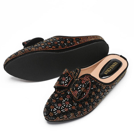 Flat INS Style Luxury Designer Elegant Party Slippers Anti-Slip Comfortable and Casual Wedding Half Shoes