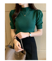 Short Sleeved Shirt Women's Summer Vest 2025 Spring Tank Knitwear Half Turtleneck Bottoming Sweater Thin Knit Shirt 18848