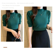 Short Sleeved Shirt Women's Summer Vest 2025 Spring Tank Knitwear Half Turtleneck Bottoming Sweater Thin Knit Shirt 18848