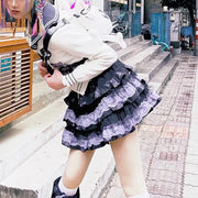 Girls Miniskirt Woman Clothing Harajuku Subculture Skirts Retro Lolita Lace Cake Short Dress Summer Punk Cosplay Layered Skirt