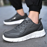 YRZL Black Running Shoes Leather Waterproof Athletic Sneakers Men Wear-resistant Men Walking Sport Shoes Comfortable Men Shoes