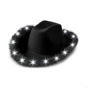 DXAE LED Cowboy Hat for Women Men Flashing Club Hat Western Cowgirl Hat Adult Unisex Costume Hat Halloween Party Headpiece