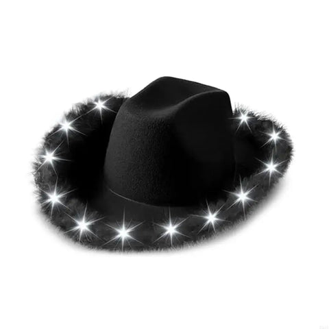 DXAE LED Cowboy Hat for Women Men Flashing Club Hat Western Cowgirl Hat Adult Unisex Costume Hat Halloween Party Headpiece