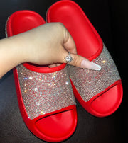2025 women's/men new women's shoes with diamond face, thin flash thick bottom slippers sandals outdoor beach slippers 36-45