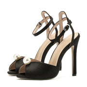 Aneikeh Satin Beaded Peep Toe Heels – Bridal Gladiator Sandals 2026