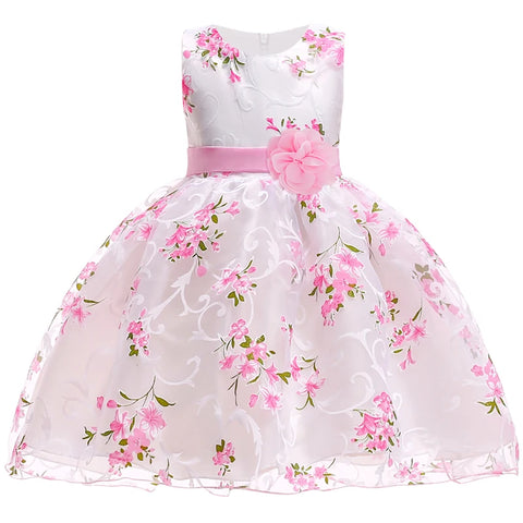 Summer Pink Flower Dress For Girls Kids Clothes Party Wedding Bridesmaid Girl Dresses Birthday Children Clothing Costumes 3 10 Y